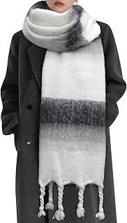 Women's Winter Scarf, Large Chunky Scarf for Women and Men, Mohair Vintage Plaid scarf Cashmere Feel Blanket Wrap