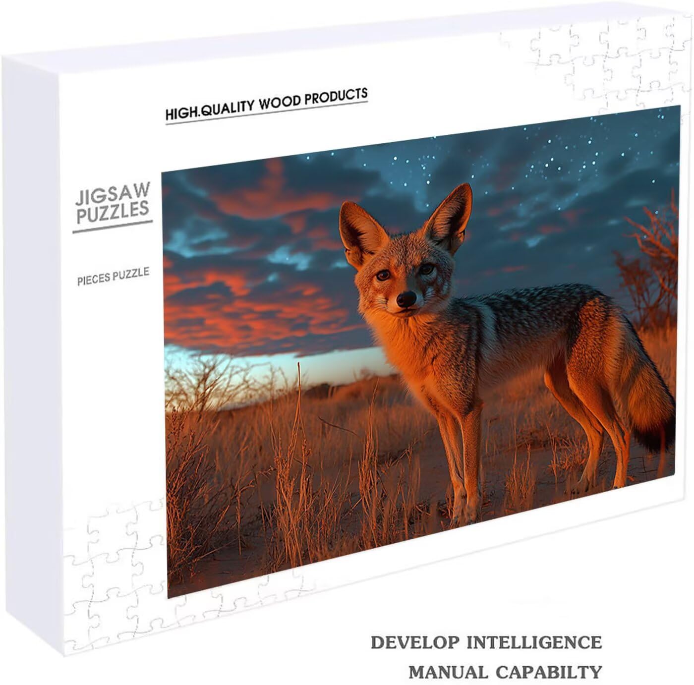 Puzzle 2000 elementów, 2000 elementów, dla dorosłych, lis, drewniane puzzle, gwiaździste niebo, klasyczne puzzle, gra zręcznościowa jako prezent dla kobiet, dekoracja salonu, 100 x 70 cm, RXPT-6331