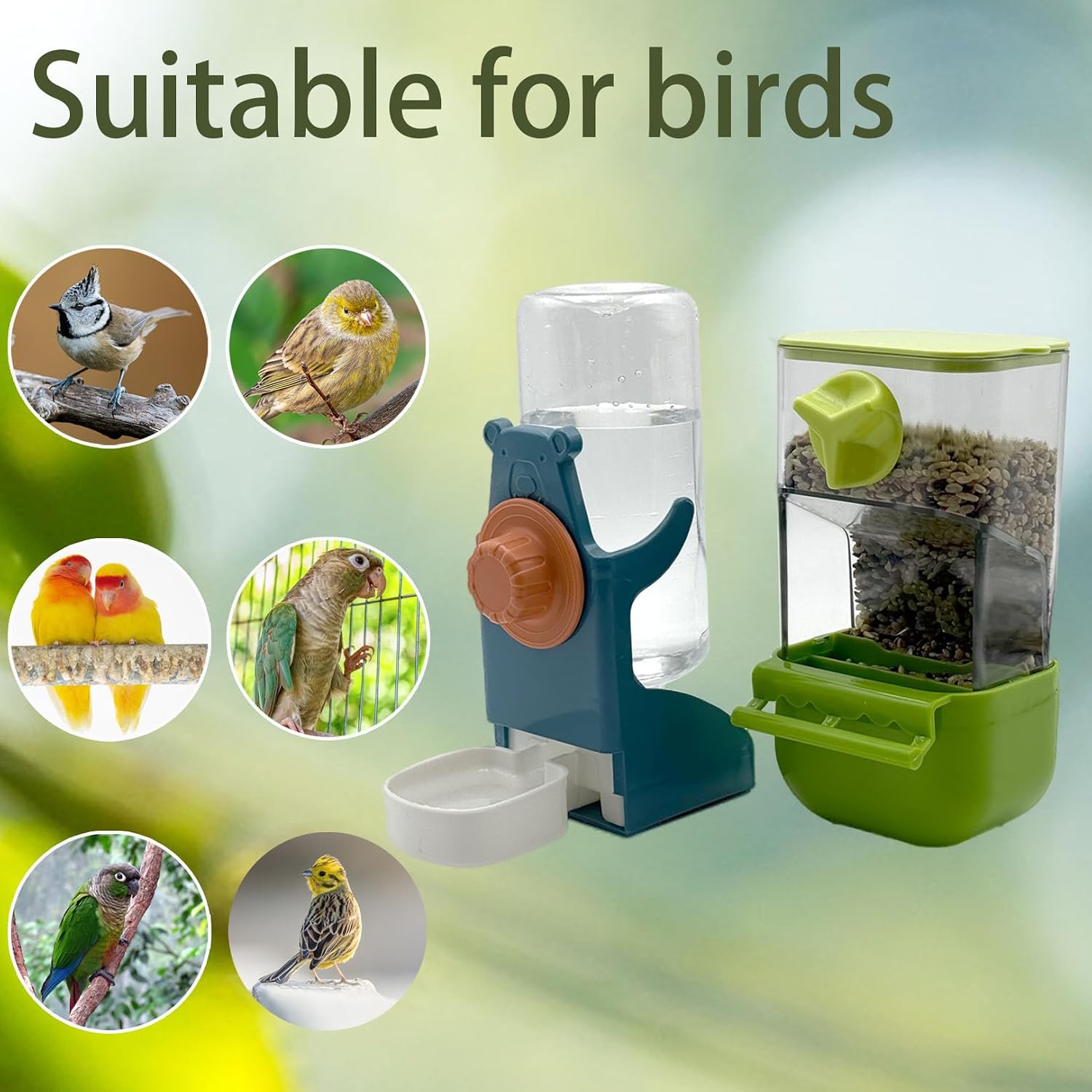 No Mess Bird Feeder Water Dispenser Set Automatic Transparent Parrot Feeder image 5