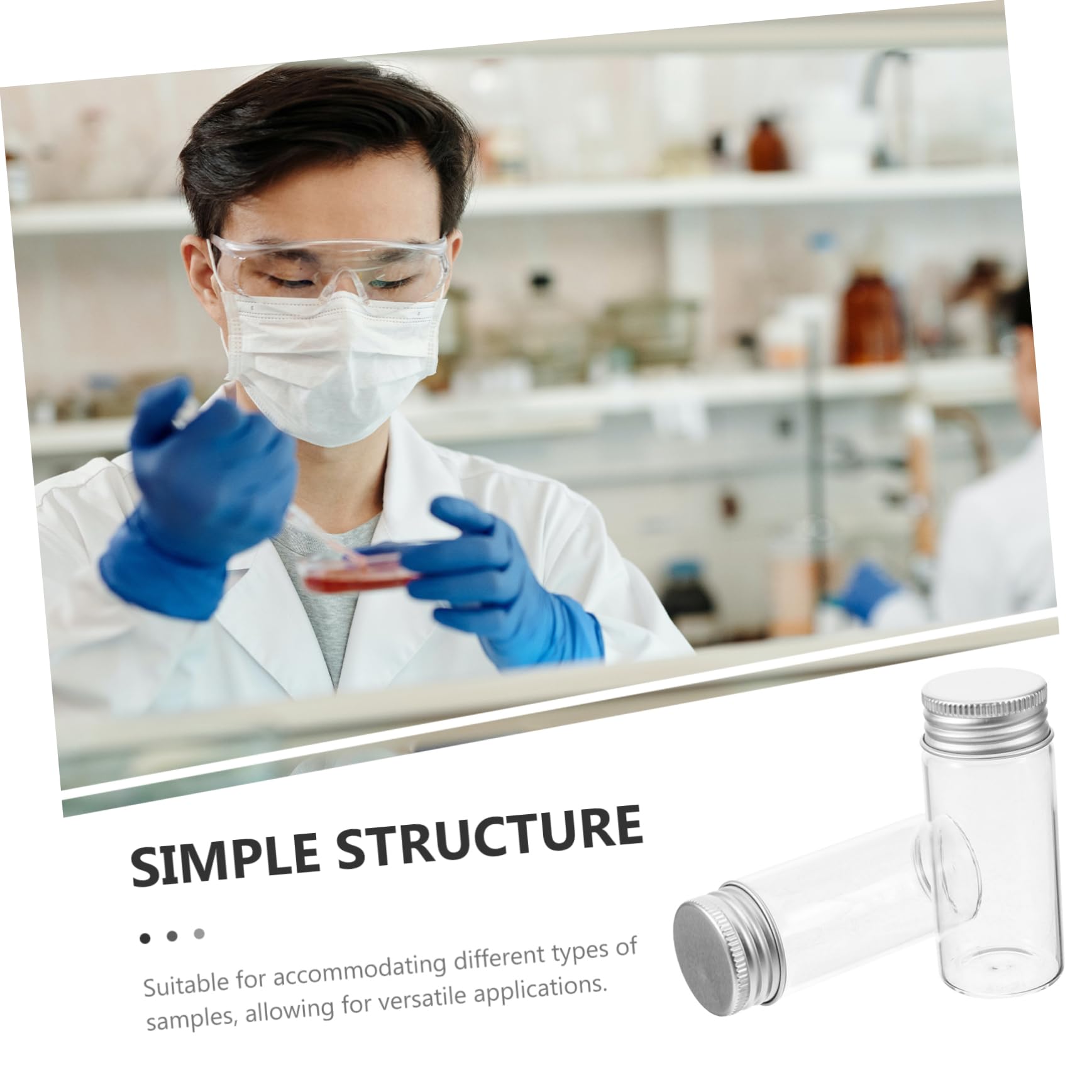 Zerodeko 2 Series Botella Sellada por Tubo De Ensayo Prueba Tubos Laboratorio Pequeño Tapa Hermético Vial De Muestreo Tubo De Vial De Vidrio Tubo Científico Planchar Piezas*2