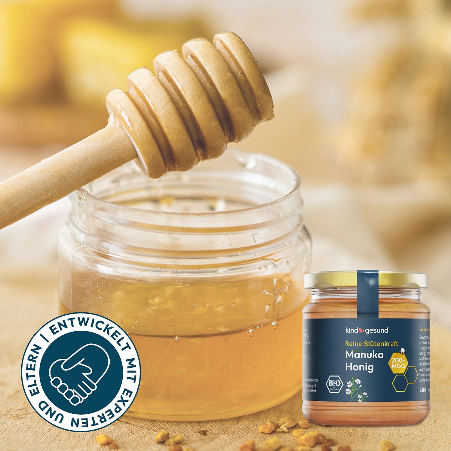 kindgesund Bio Manuka Honig für Kinder – Wohltuender Honig im Glas mit einem MGO von 200+ – 250 g