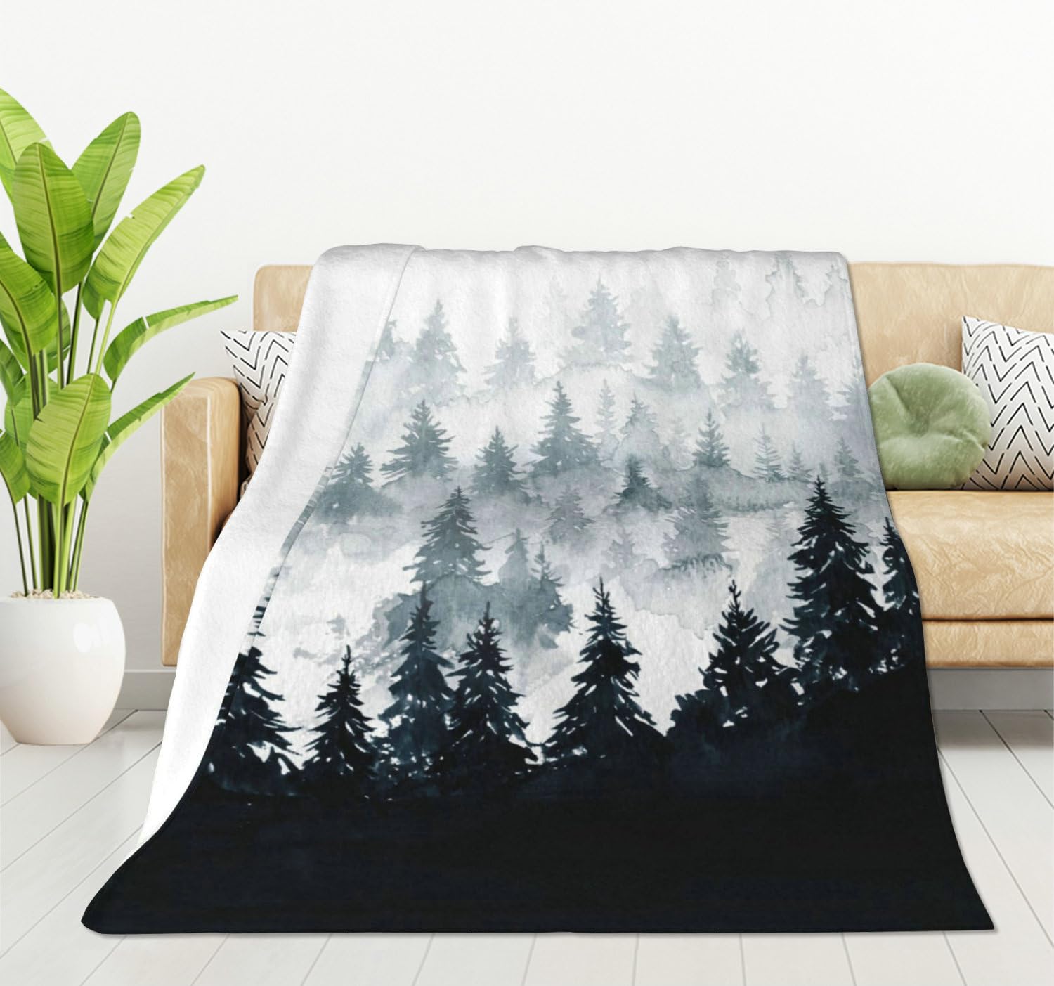 HGOD DESIGNS Mountains Landscape Blanket for Women Lightweight Soft Fleece Flannel Throw Blanket Trees Sofa Couch Living Room 130x150cm