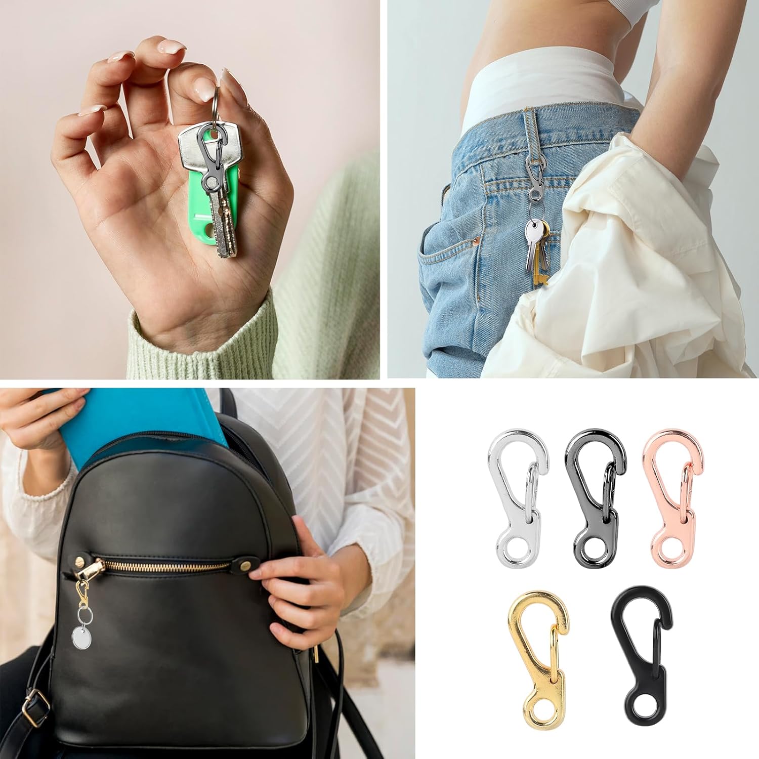 Mini Carabiner Clip Spring Snap Hook Buckle Clasps for Paracord Keychain Backpack Bottle Outdoor Camping Accessories - Image 6