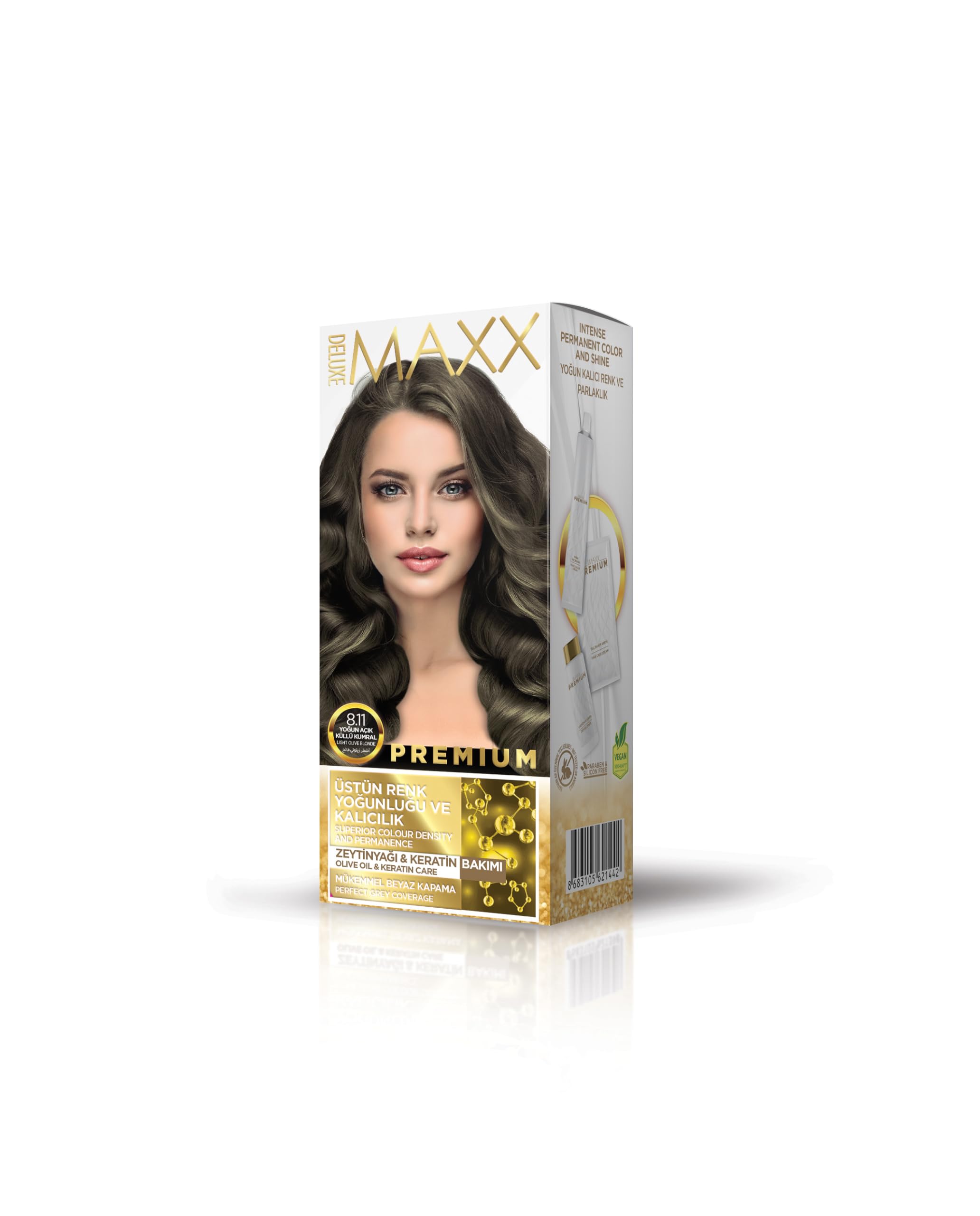 Maxx Deluxe Premıum Yarı Kit Set Saç Boyası 8.11 Yoğun Küllü Açık Kumral