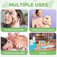 Vista 6 de Uiifan 12 botellas de plástico con cuentagotas vacías para ojos, pequeños recipientes de líquido exprimibles con tapa de rosca, 2 embudos, 2