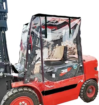 Universal Fit Clear Forklift Cab Enclosure Cover, 60"/Top 48"L x 53"W x 52"H with Capacity Up to 8000 lb, Windshield & Rain Canopy Cover, Heavy Duty, Waterproof Vinyl for UV Protection