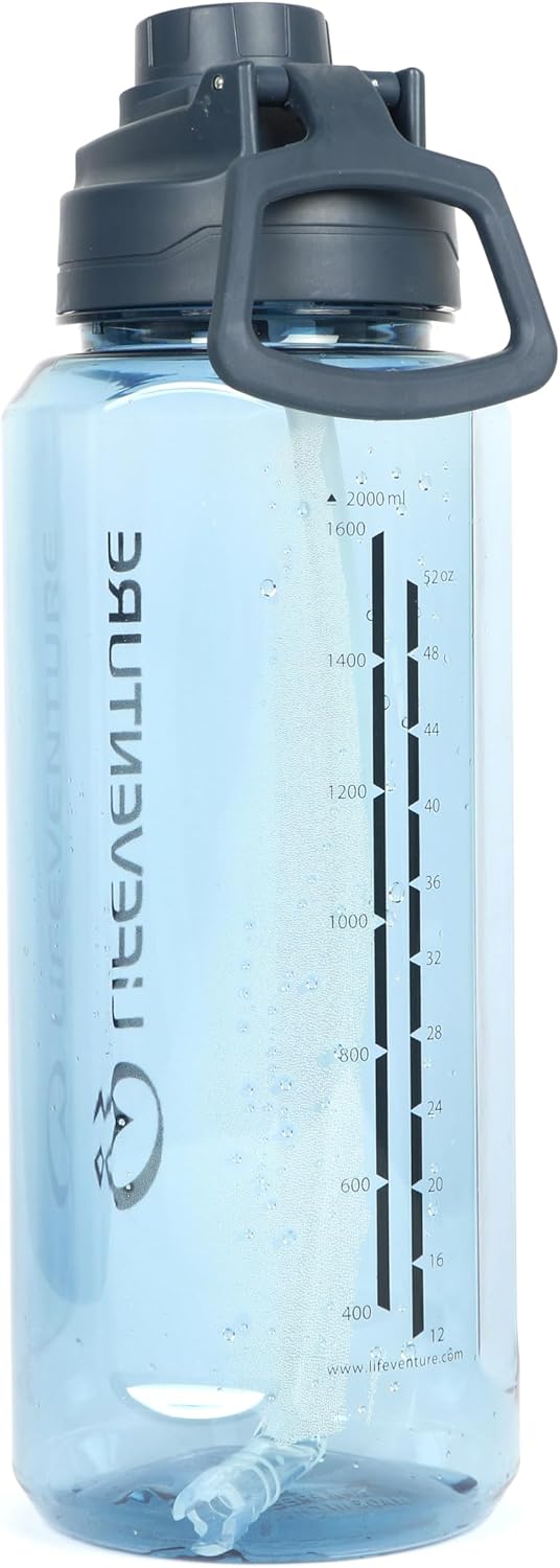 Lifeventure 2 Litre Tritan Flask for Hiking, Camping, Outdoor Sports, Made From BPA-Free Material, Leak-Proof, Screw-Top Lid, With Side Volume Measurements