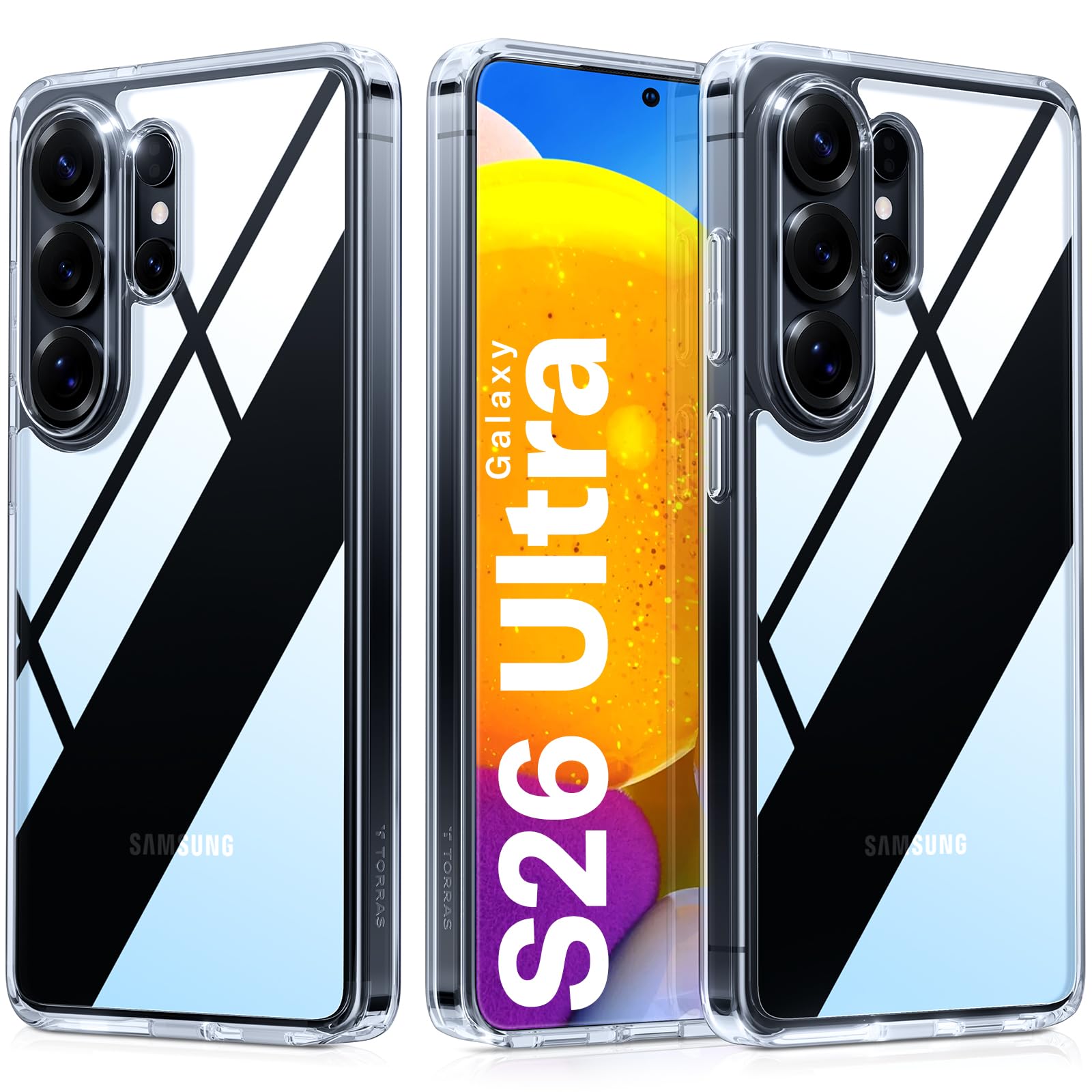 TORRAS Diamond für Samsung Galaxy S26 Ultra Hülle [TOP Militärschutz & Anti-Vergilbung] mit 360°-Airbags Stoßfest Klar Handyhülle Samsung S26 Ultra Hülle Angenehme Haptik Case Transparent