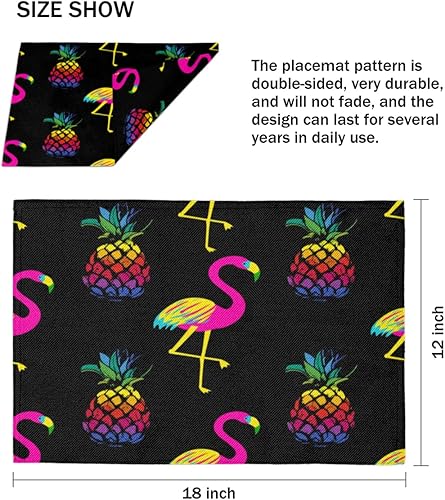 Miniatura 4 de Animals Flamingos Theme Placemats Set of 4 Table Mats Washable Placemat Waterproof Place Mats for Party Home Dining Table Decor 18x12 in