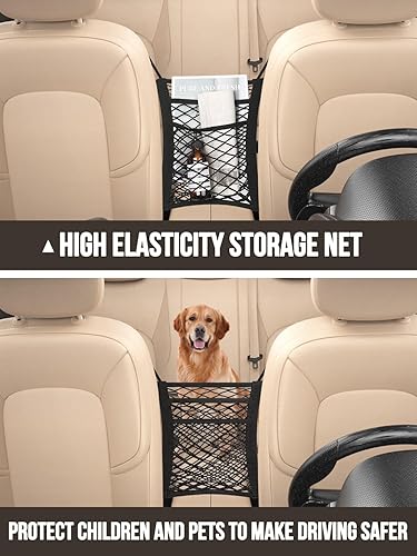 Miniatura 5 de New Fi Organizador de asiento trasero de automóvil (20 bolsillos de almacenamiento), viene con 1 red de asiento y 2 ganchos para reposacabezas,