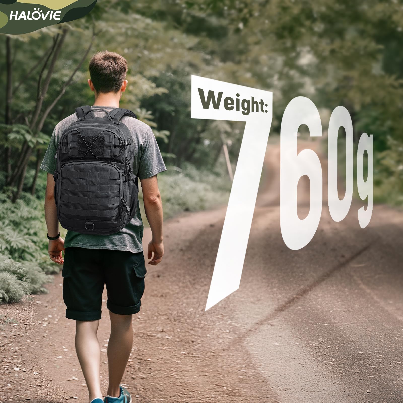 HALOVIE Zaino Militare Tattico 30L, Zainetto da Trekking Ultra Leggero Zaino Molle Backpack per Viaggio Escursioni Crossfit Campeggio