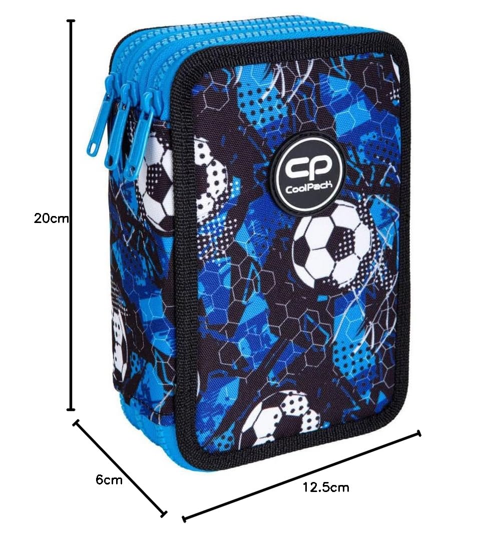 COOLPACK Trousse XXL pour garçon - 44 pièces - Avec écusson - Motif : Soccer, Football, coloré, Trousse Garçon