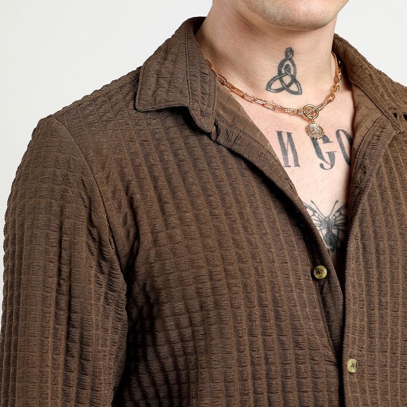 Image of CAHOOT Men'sTartan Plaid Shirt for Casual Wear | Spread Collar | Long Sleeve | Button Closure | Shirt Crafted with Comfort Fit for Everyday Wear