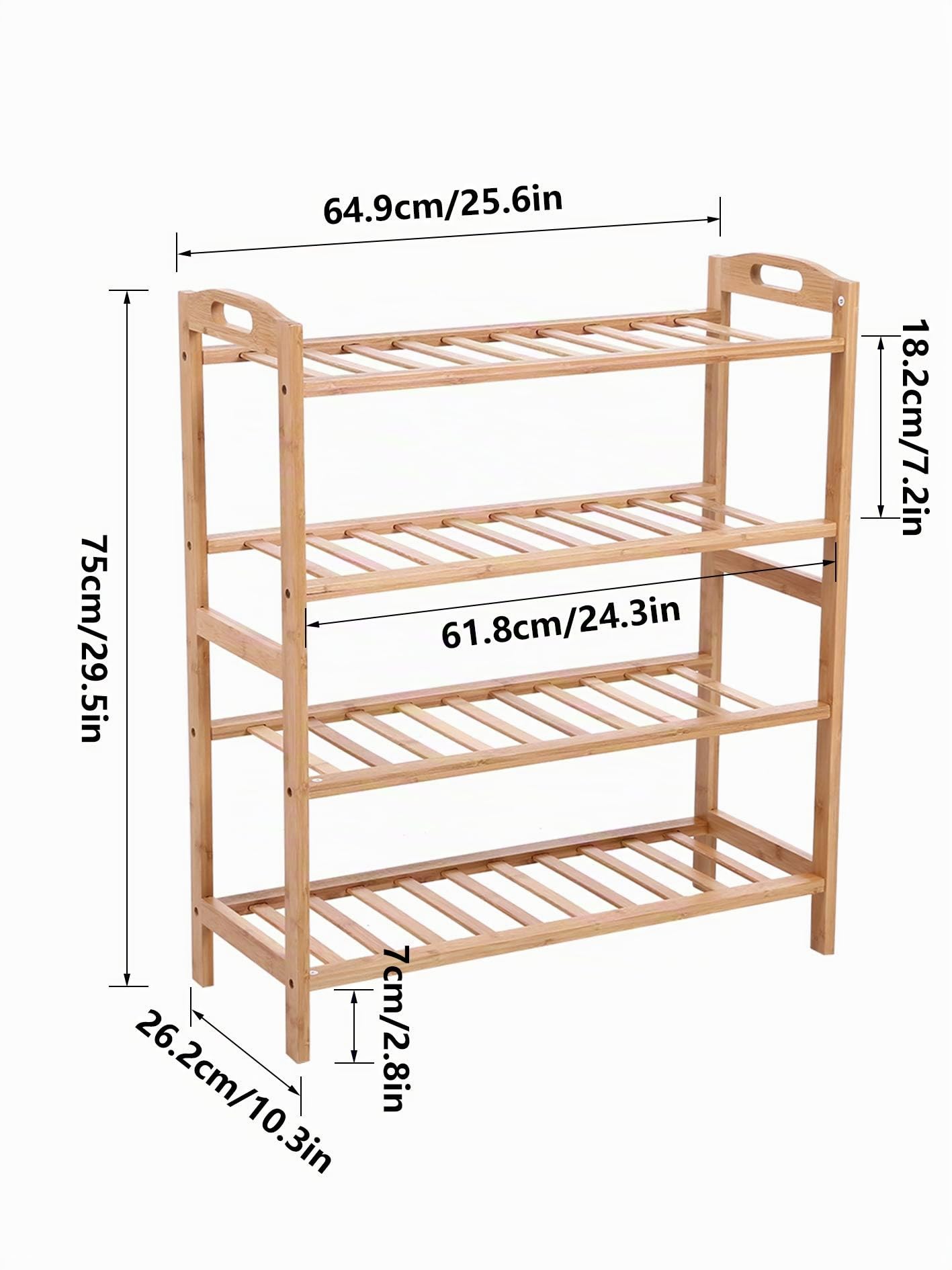 KKTONER Étagère à Chaussures Bamboo Organisateur de Porte-Chaussures à 4 étages 65 x 26 x 75 cm Bambou