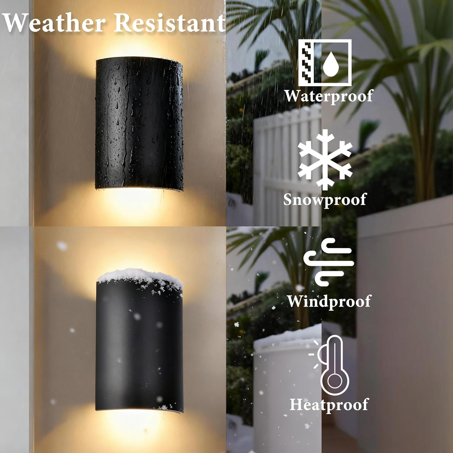 Alighting Modern LED Outdoor Wall Sconce Up Down Lights, 1371LM 3000K Waterproof Black Exterior Light Fixture for House, Sand Textured Iron Hardwired Outdoor Wall Mount for Garage, Front Door, Patio