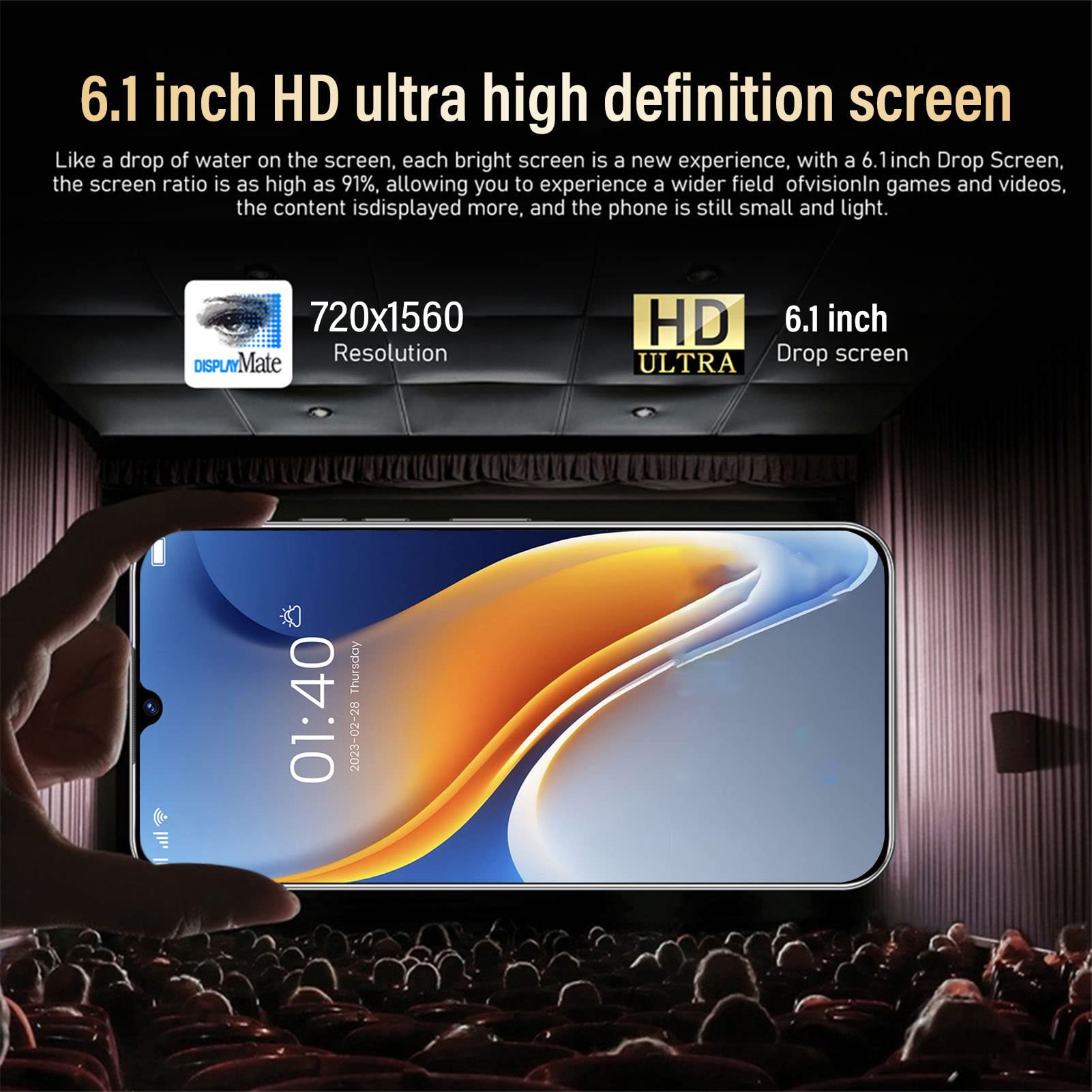 Amazon | ロック解除された携帯電話、6.1 インチ HD 4GB RAM 32GB ROM