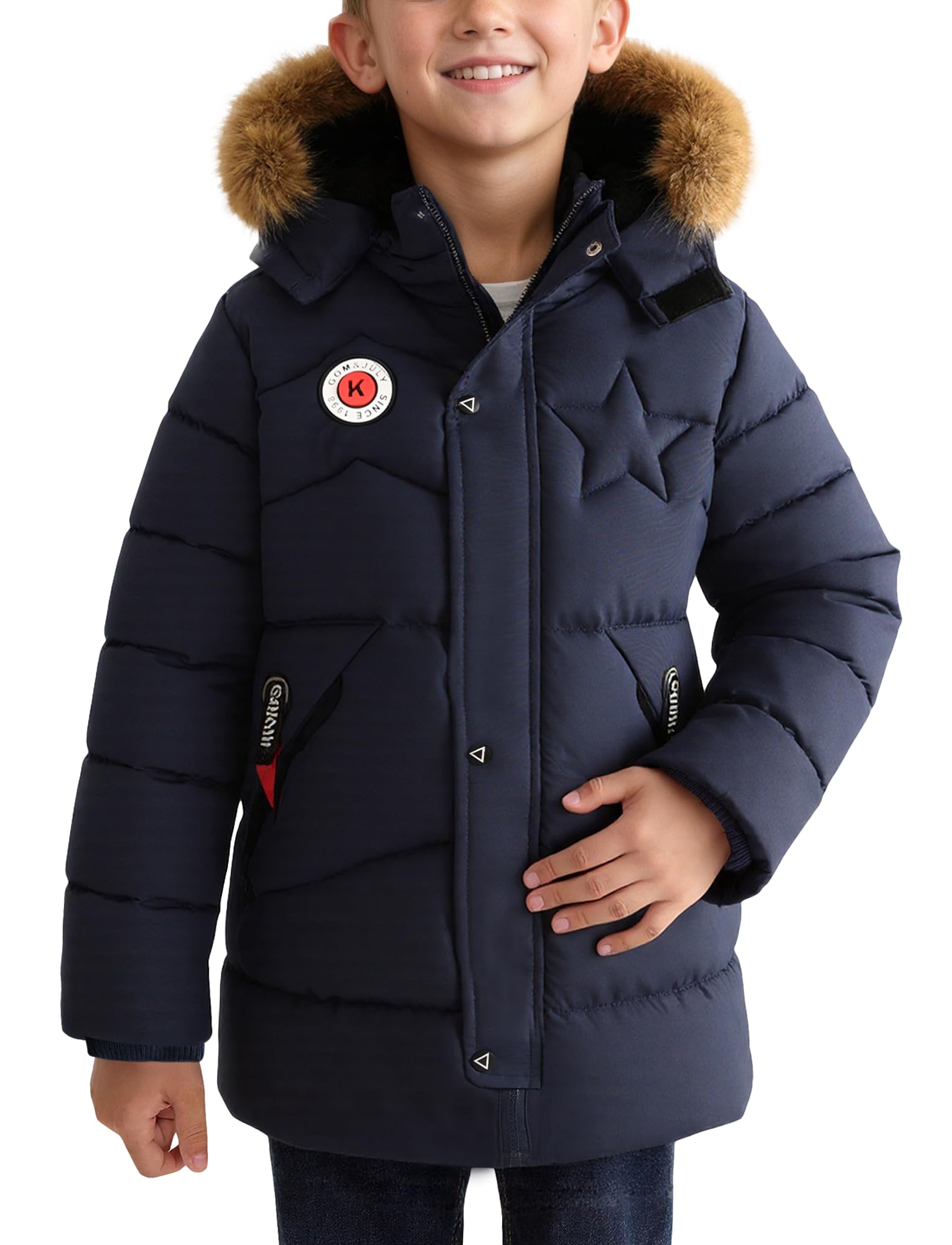 SEAUR Jungen Winter Daunenjacke Leichte Warme Gefüttert Wintermantel Kinder Jungen Steppjacke Winddichte Weich 3-10 Jahre