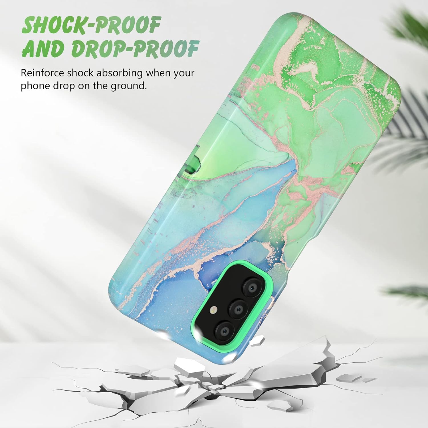 KSWOUS for Samsung Galaxy A13 5G Case with Screen Protector[2 Pack], Marble Pattern 3 in 1 Shockproof Heavy Duty Hybrid Full Body Protection Hard PC Soft TPU Bumper Cover for Women Girls, Green