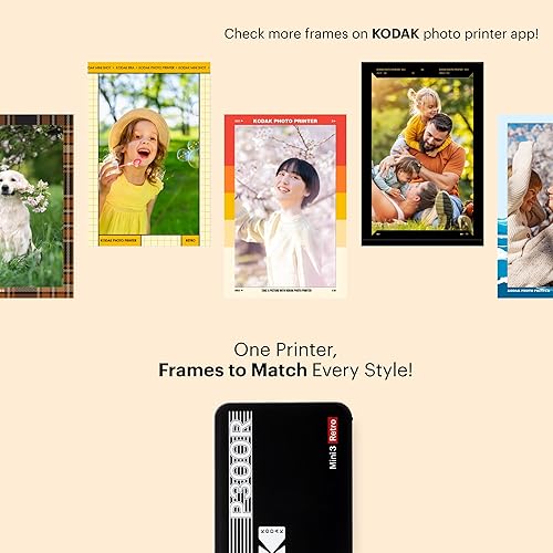 Miniatura 8 de KODAK Mini 3 Retro 4PASS - Impresora fotográfica portátil (3 x 3 pulgadas) + paquete de 68 hojas, color blanco