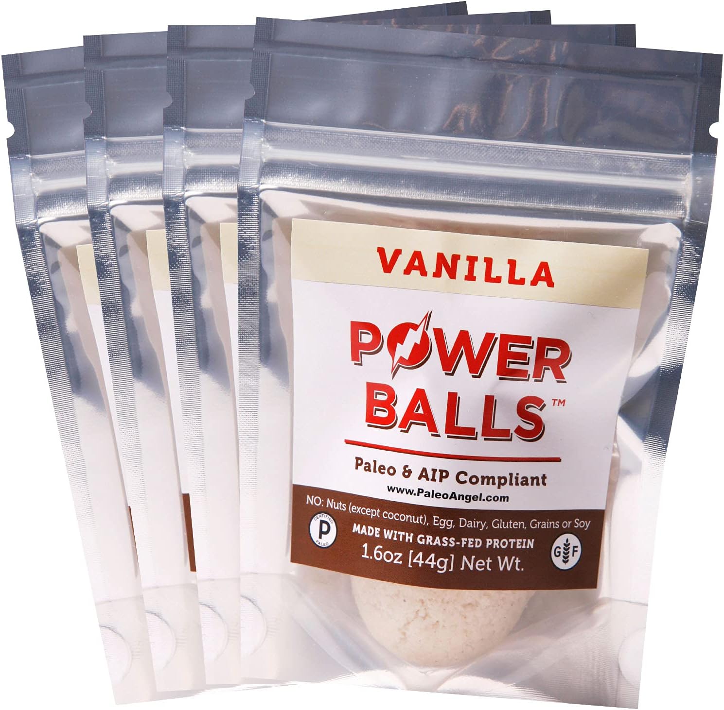 Paleo Angel Power Balls Healthy Paleo Approved Gluten Free AIP Protein Snack Bars (4 Pack) (Vanilla)