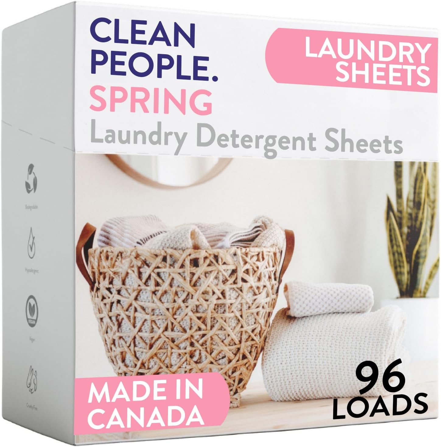 Laundry Detergent Sheets - Laundry Soap - Ultra Concentrated, Recyclable Packaging, Stain Fighting - Spring Scent, 96 Pack