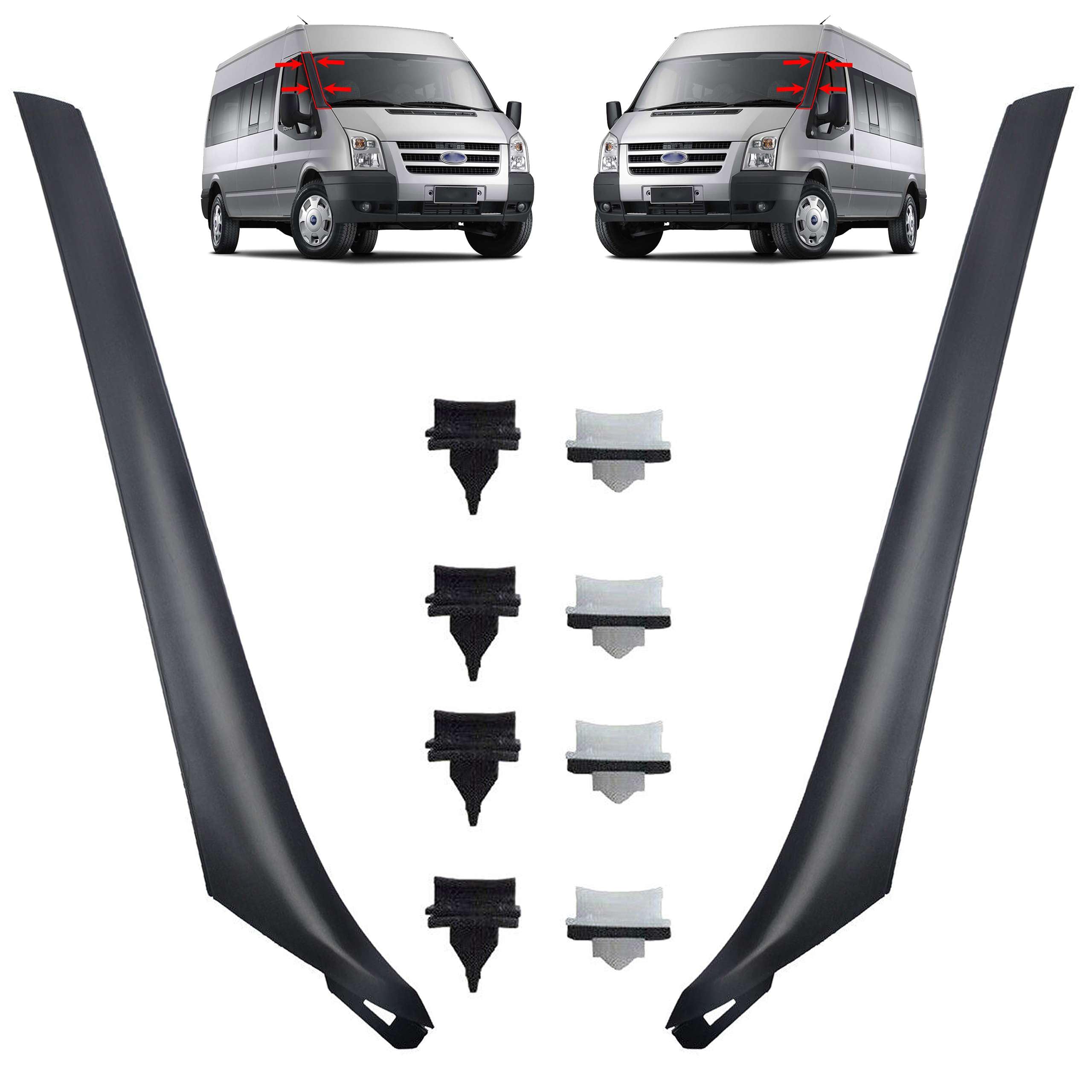 INLY 2 piezas parabrisas delantero embellecedor izquierda + derecha compatible con Transit MK7 6C11V03683AJYYGY 1755018 1589118 1745593 1589115 1745592 1755017 (2006-2014445592) )