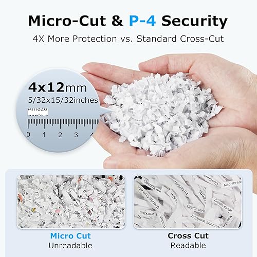 Miniatura 10 de BONSEN Trituradora para oficina, trituradora de papel de alimentación automática de 120 hojas, trituradoras de papel de micro corte para uso en casa