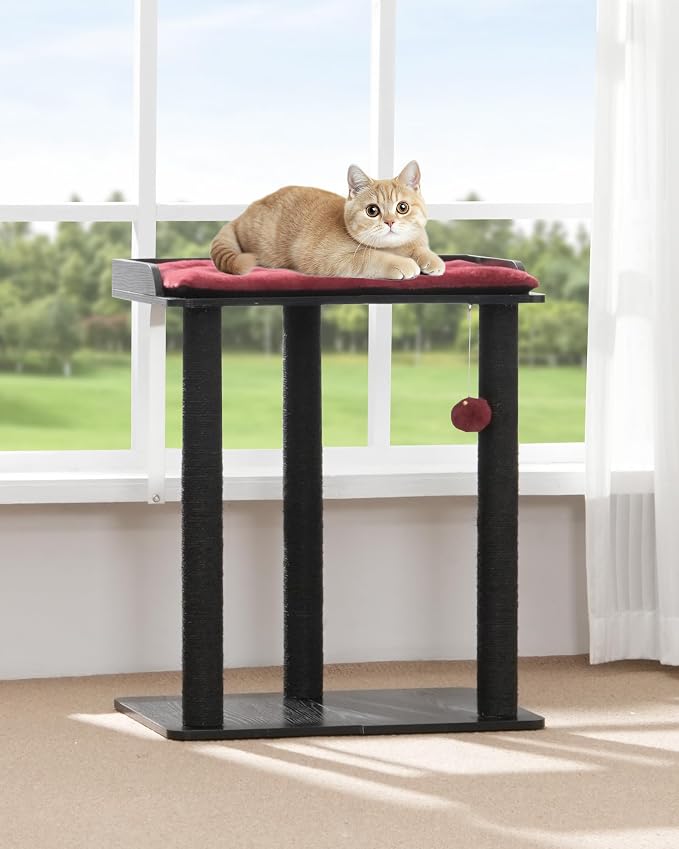 Árbol Rascador Grande para Gatos 22in Negro y Rojo miniatura 4