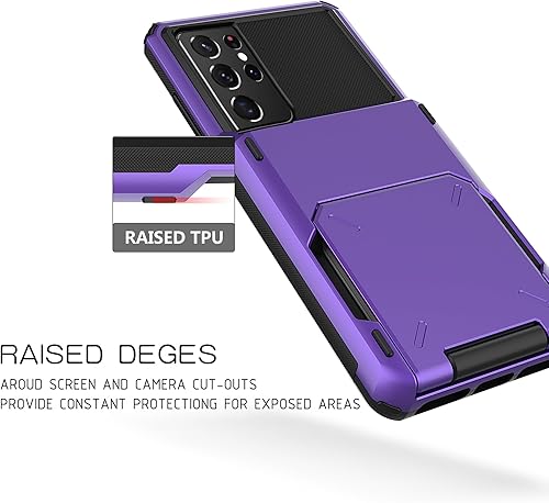 Miniatura 7 de Asuwish Funda de teléfono para Samsung Galaxy S21 Ultra 5G con protector de pantalla de vidrio templado y ranura para tarjeta de crédito, funda