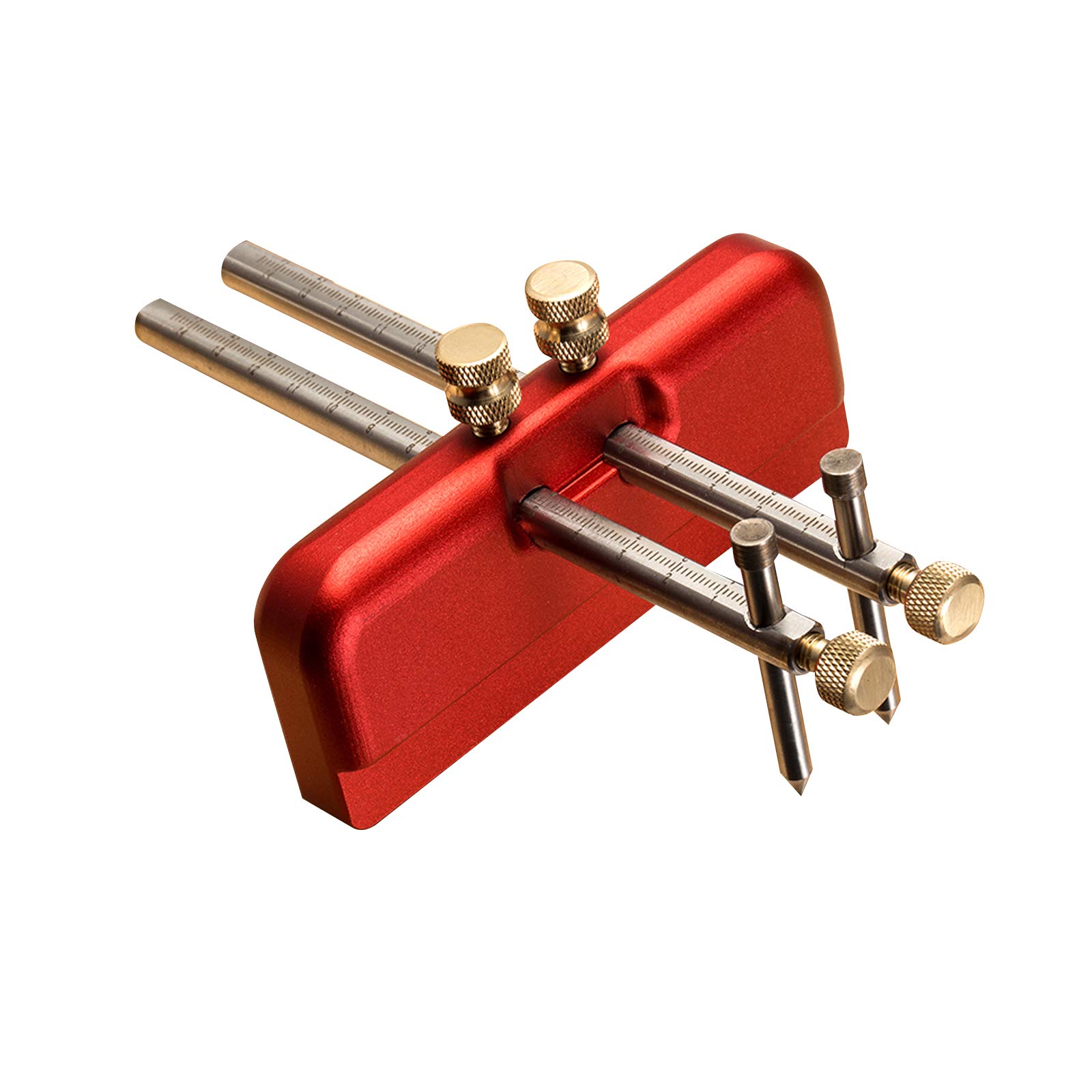Cdiytool Red Woodworking Scribe Gauge, Double Head Scriber Ruler Marking Mortise Gauge Stainless Steel Adjustable Scribers Ruler Measuring Tool Center Finder For Carpentry