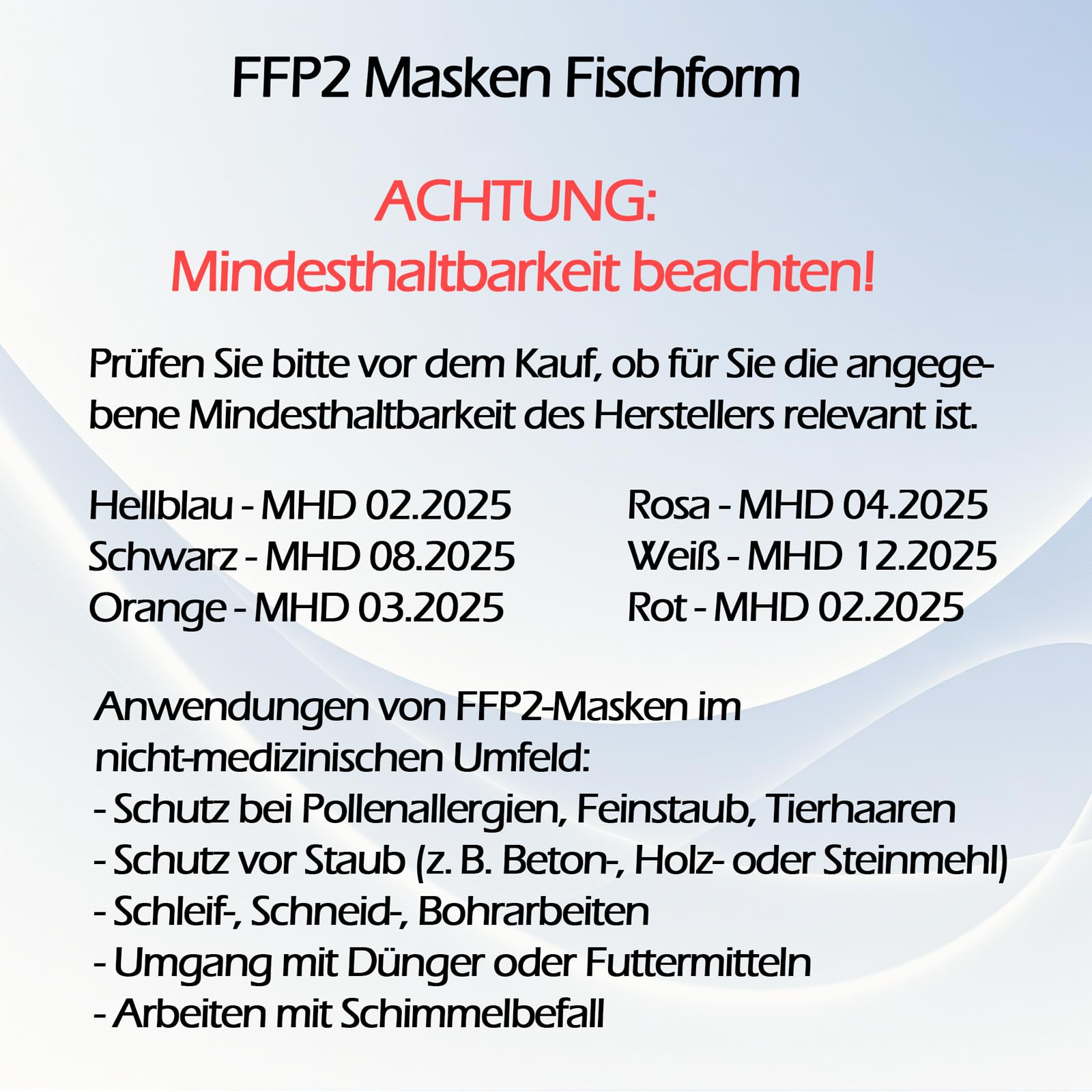 FFP2 Maschera blu azzurro azzurro 10 pezzi maschere a forma di pesce, spedizione dalla Germania, morbidi passanti per le orecchie, respiratore, paradenti