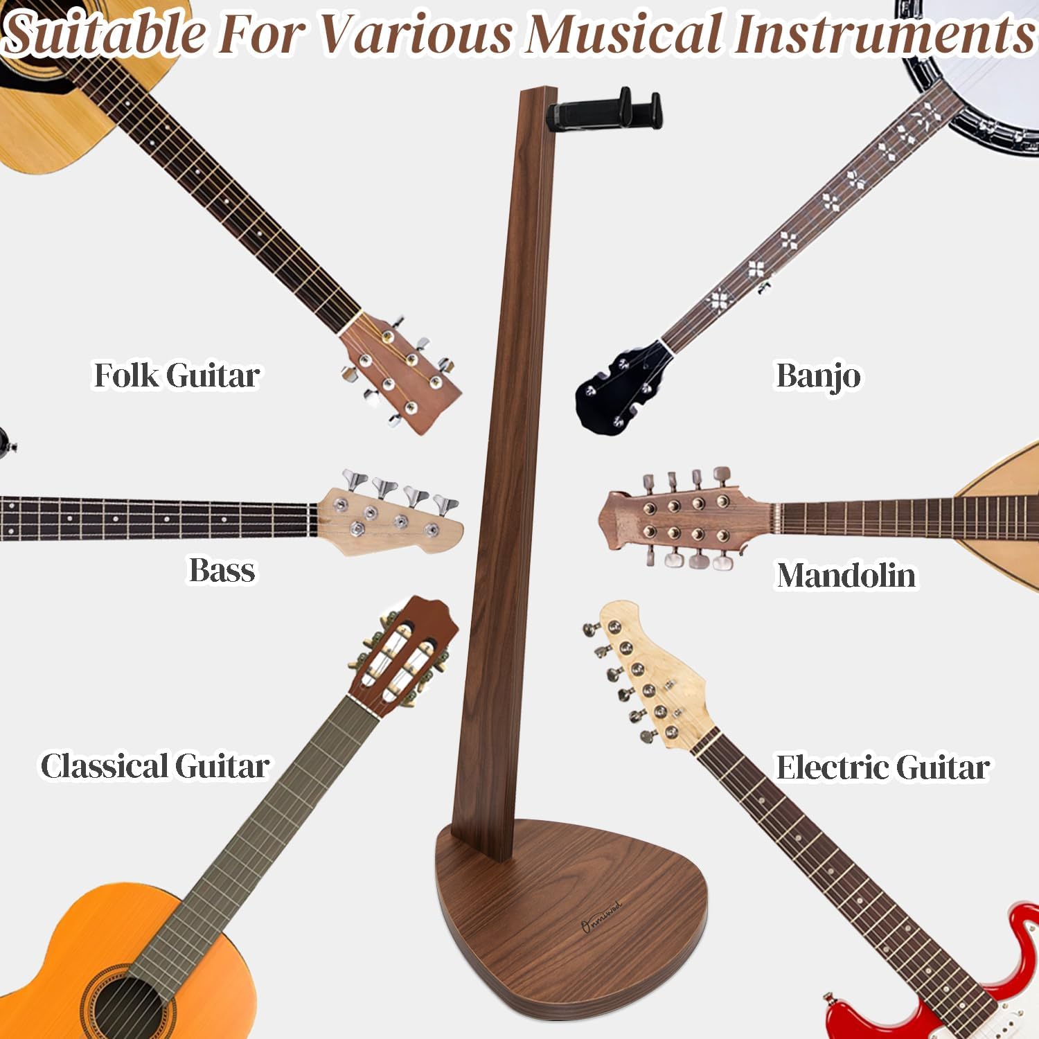 Onmiwod Guitar Stand, Wood Guitar Stands Auto Lock for Acoustic Guitar, Wooden Guitar Stand Floor, Auto Lock Handing Guitar Stand for Electric Guitar, Acoustic, Bass Gift for Guitar Player