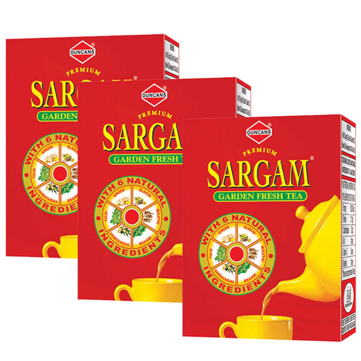 Duncans Sargam Tea with Natural Ginger, Elaichi, Tulsi, Ashwagandha, Mulethi & Brahmi (250g x 3 packs) (B07JMRTRXR) Amazon Price History, Amazon Price Tracker