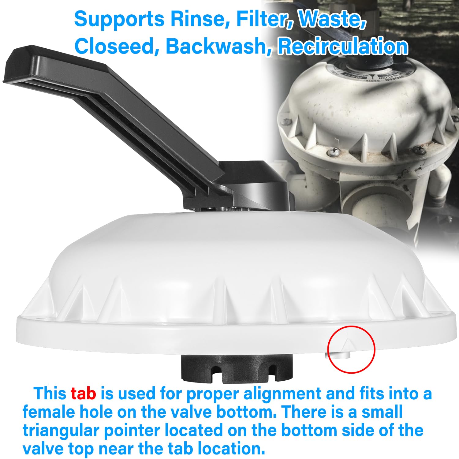 272422 - Conjunto superior de válvula compatible con válvulas de alta flujo, piscina y spa Pentair de 2 pulgadas, 261142, 261049, 261050 (blanco)