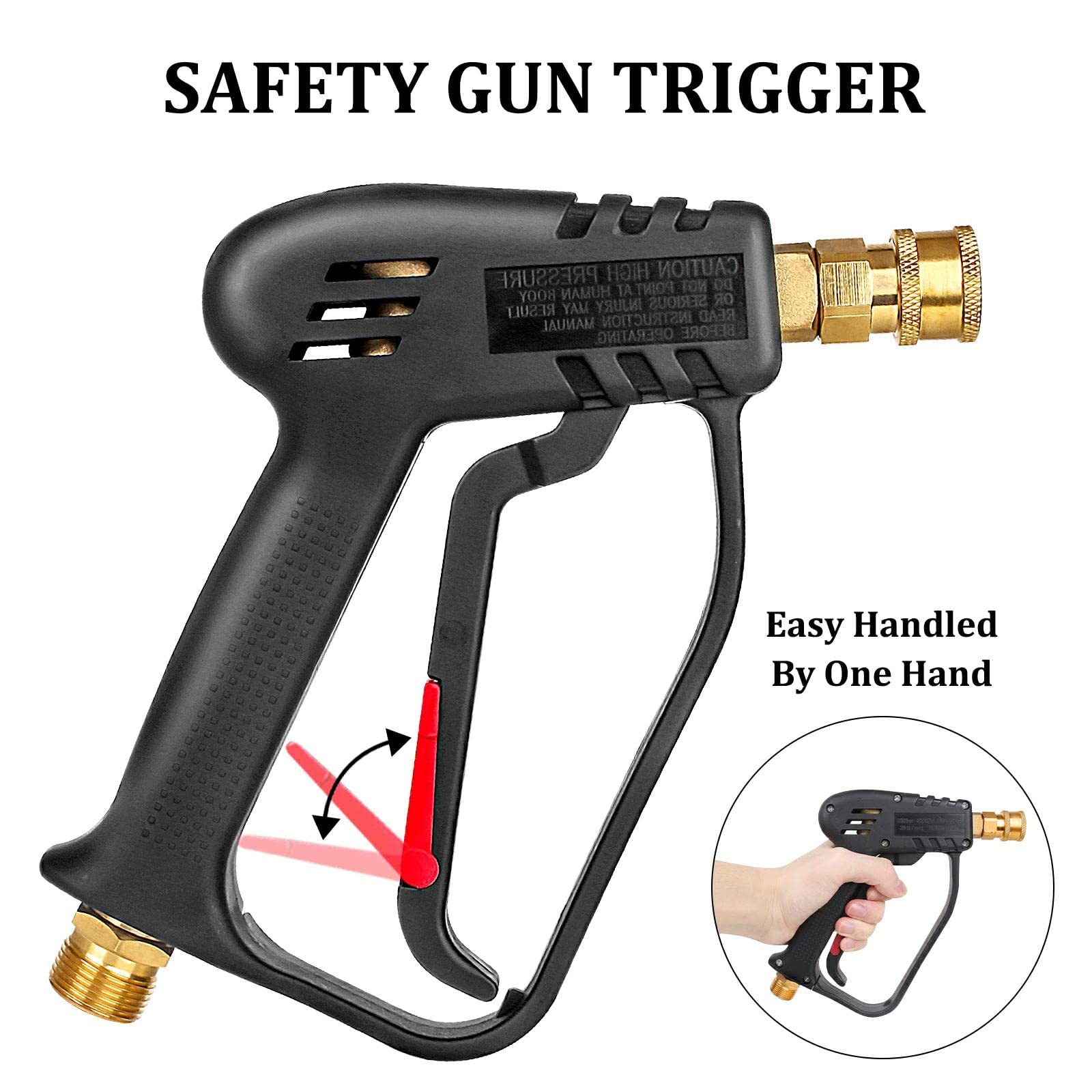 Pistola Idropulitrice ComwithSafe 4000 PSI – Con 6 Ugelli E Adattatore Per Kärcher K1-K7, Attacco M22 14 Mm