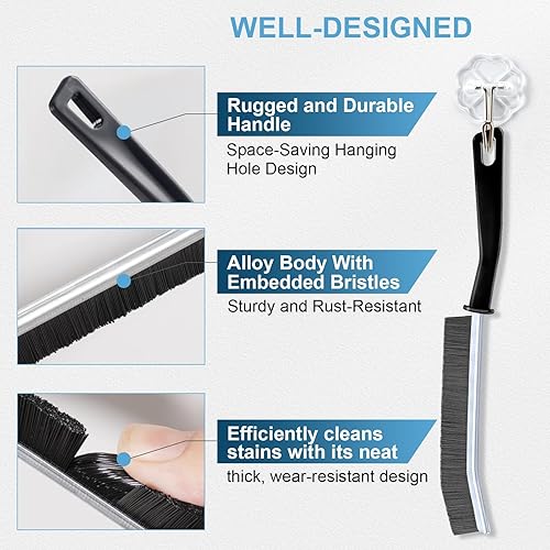 Miniatura 5 de Cepillo de limpieza de hendiduras de cerdas duras de 3 piezas, cepillo de limpieza de huecos, especialmente utilizado para esquinas muertas en