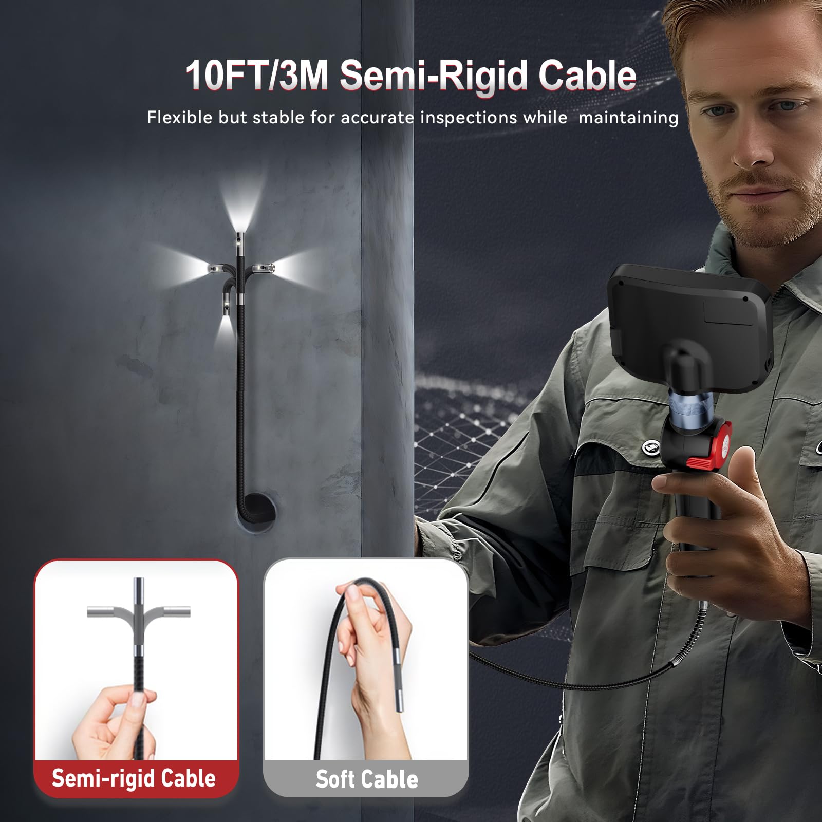 Ralcam Dual Lens Articulating Borescope Camera with Light, Slim Probe — Amazon image 6