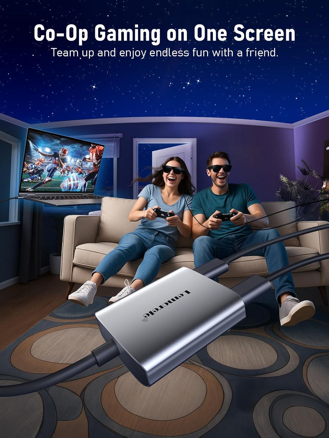 Lemorele USB-C to USB-C Video Splitter, Dual Monitor Expander with 4K@60Hz DP Alt Mode, 100W PD Charging, Compatible with Laptop, AR Glasses, Portable Monitor, Switch, Steam Deck & More Type-C Devices
