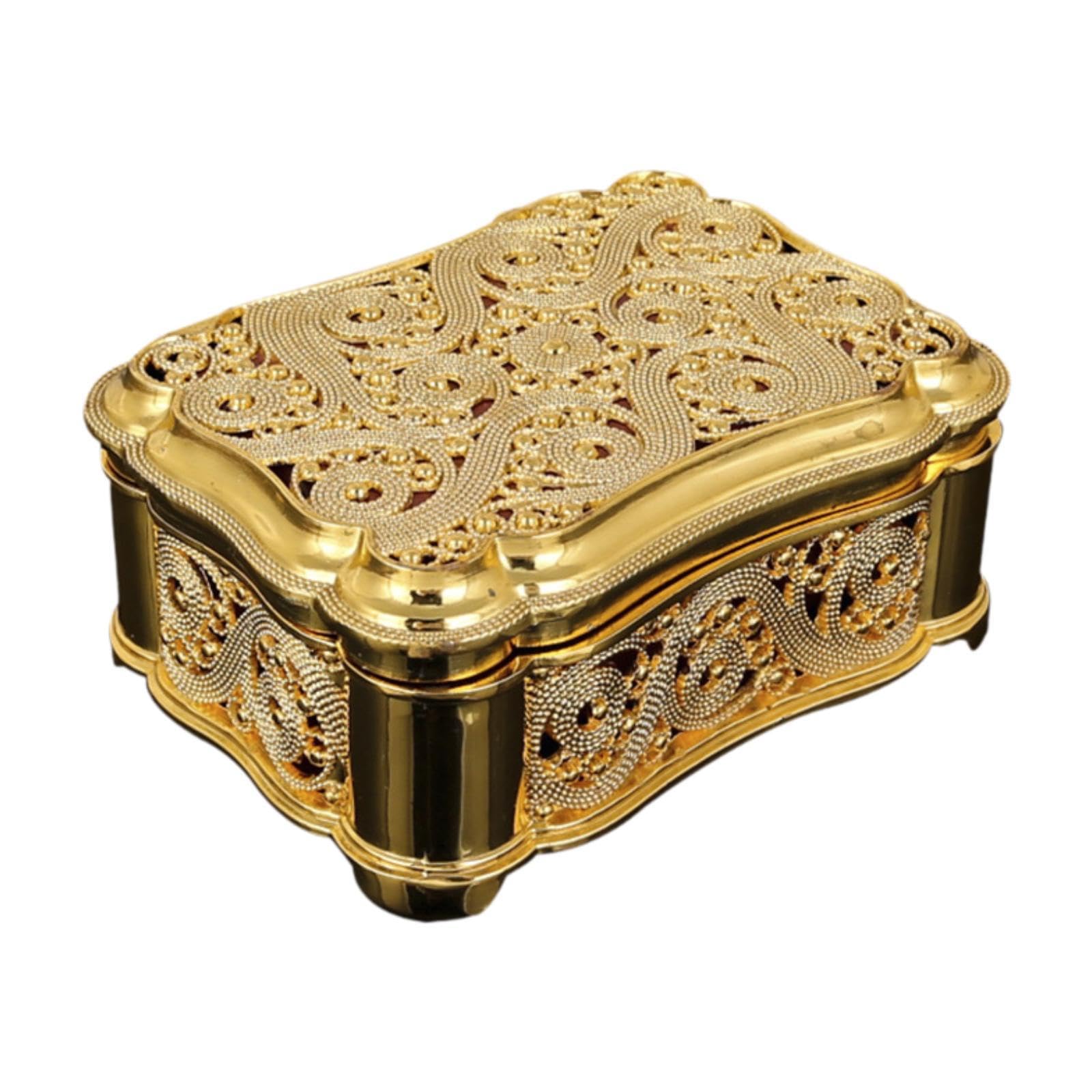 CHENGUSY Trinket Holder Jewelry Storage Box for Necklaces Earrings and Brooches, Gold/1437(Gold)