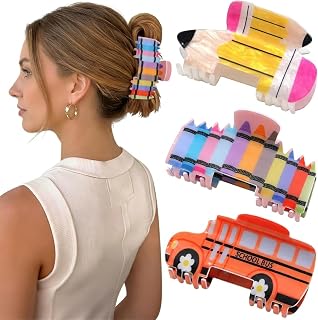 Pencil Hair Claw Clips for Teachers, Teacher Appreciation Gifts - 4 Pack | pencil claw clips for teacher appreciation, Claw clips for Thin Thick Hair, back to school, and classroom hair accessories
