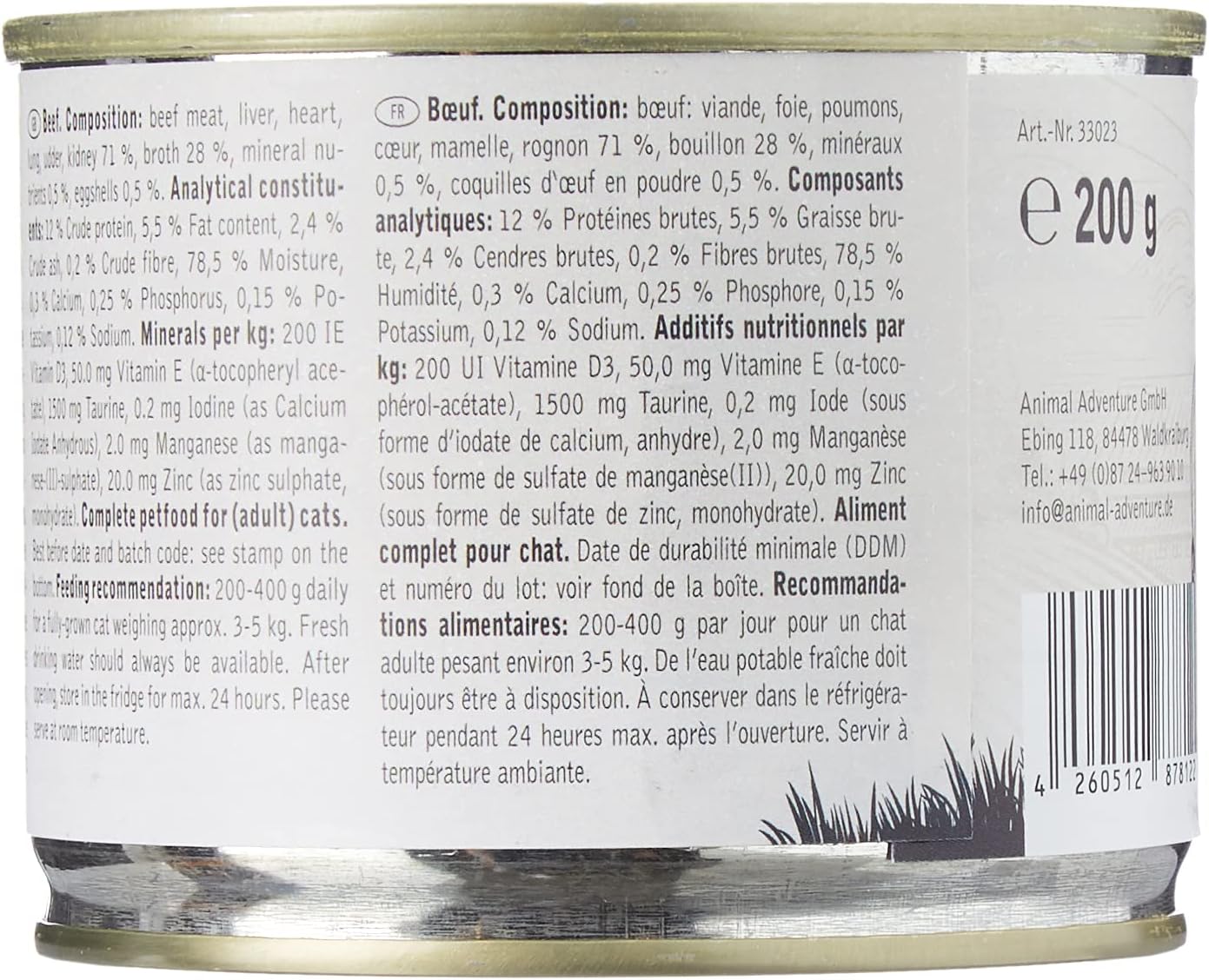 Venandi Animal Premium Cat Food, Beef as Monoprotein, Wet Food, Grain-Free and Natural, Pack of 6 (6 x 200 g) - Image 4