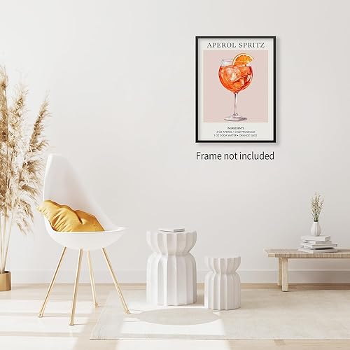 Miniatura 4 de Arte de pared de Aperol Spritz naranja de moda, retro, cóctel, elegante, minimalista, impresiones estéticas para sala de estar, dormitorio, bar,