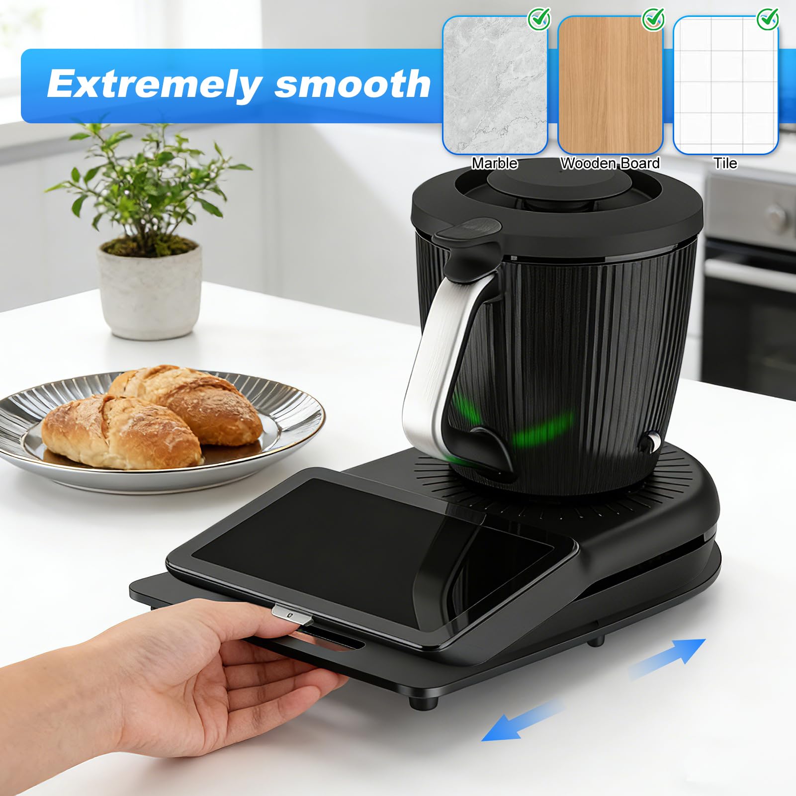 Tavola Scorrevole Con Ruote Per Thermomix TM7 – Accessorio Anti-scivolo Per Spostare Facilmente Il Bimby In Cucina