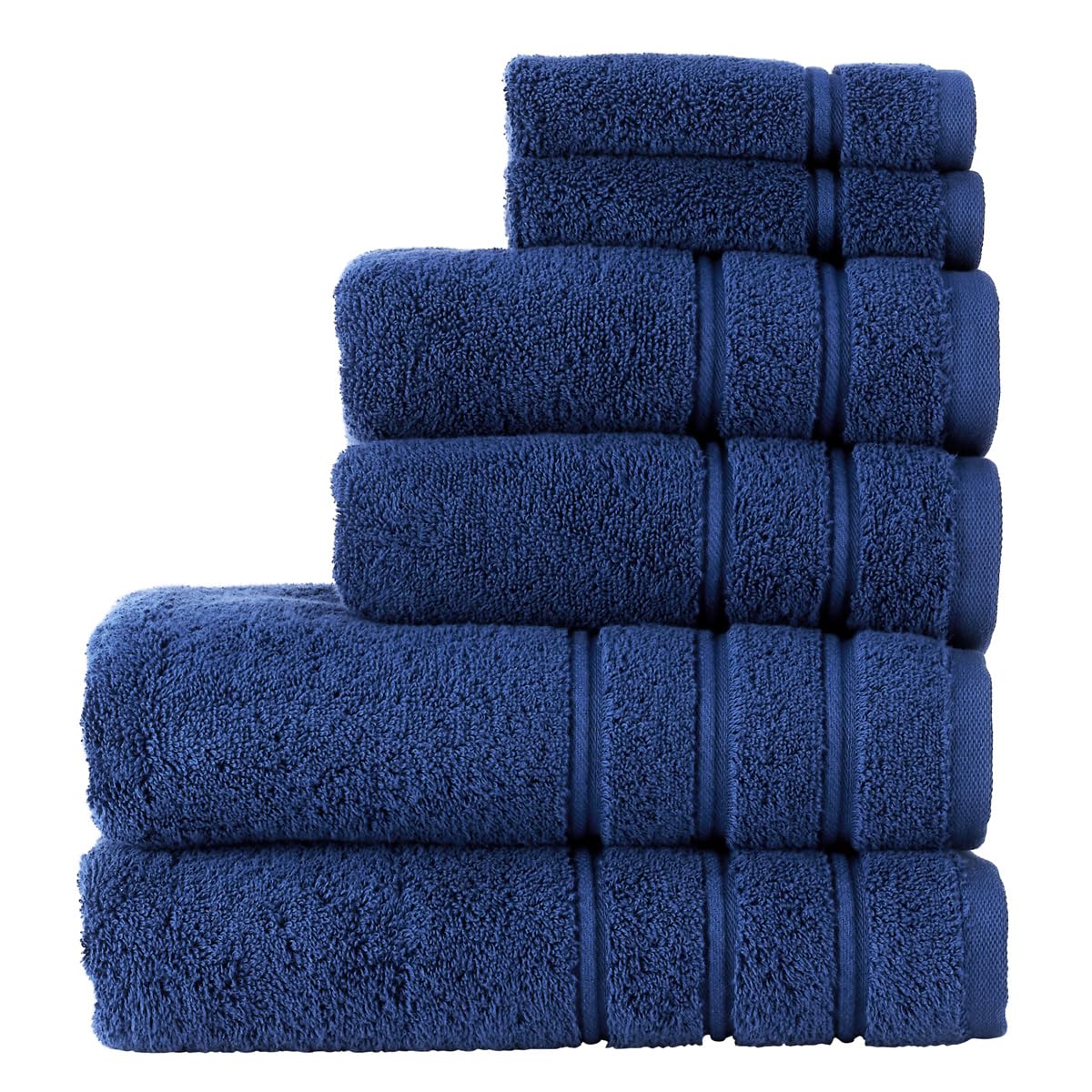 Christy Antalya Large Bath Towels | Set of 6 | 100% Turkish Cotton | 600GSM | Soft Plush Luxury Towel Set | 2 Bath Towels 2 Hand Towels 2 Face Cloths | Quick Dry | Denim Blue