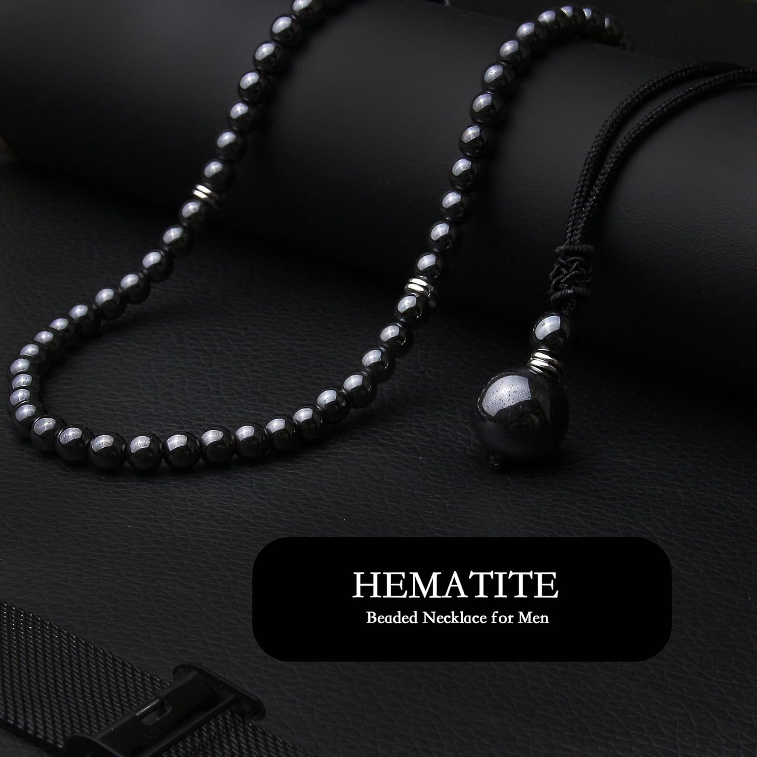 2Pcs Beaded Necklace for Men - Protection Necklace Men Choker Necklaces Obsidian Beads Pendant Jewelry Gifts for Men - Image 5