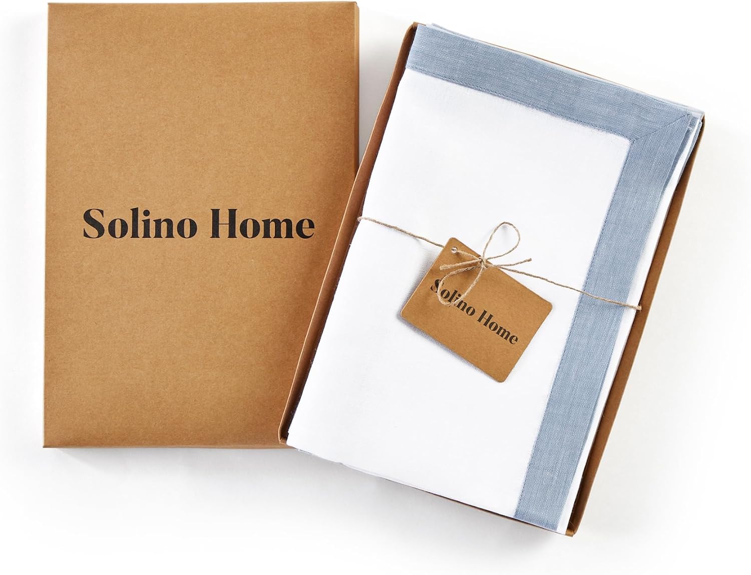 Solino Home Linen Napkins Set of 4-100% Pure Linen Chambray Blue and White Dinner Napkins Cloth 20 x 20 Inch for Spring, Summer, Mothers Day - Classic, Handcrafted and Machine Washable