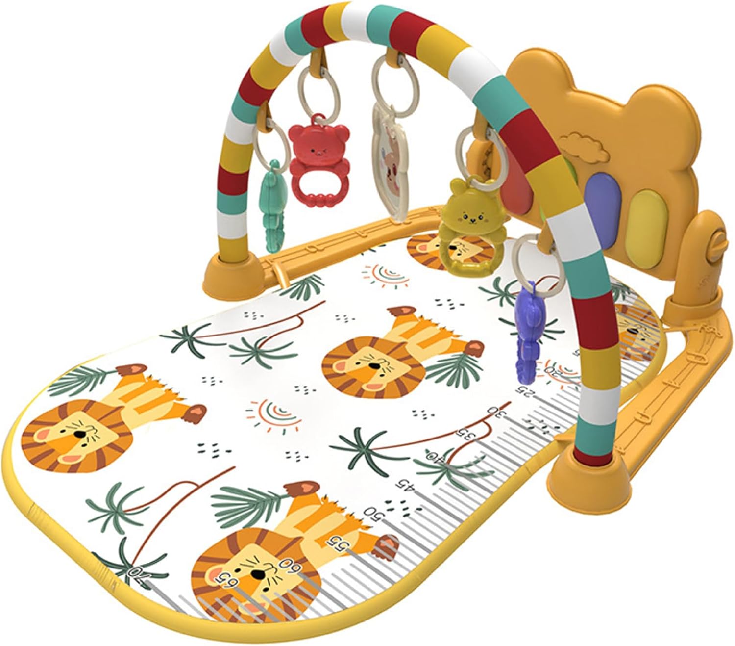Baby Activity Center with Music & Light Safe & Easy Baby Gym Play Mat with Rattle Pendant Tummy Time Mat Toys for Newborns and Toddlers