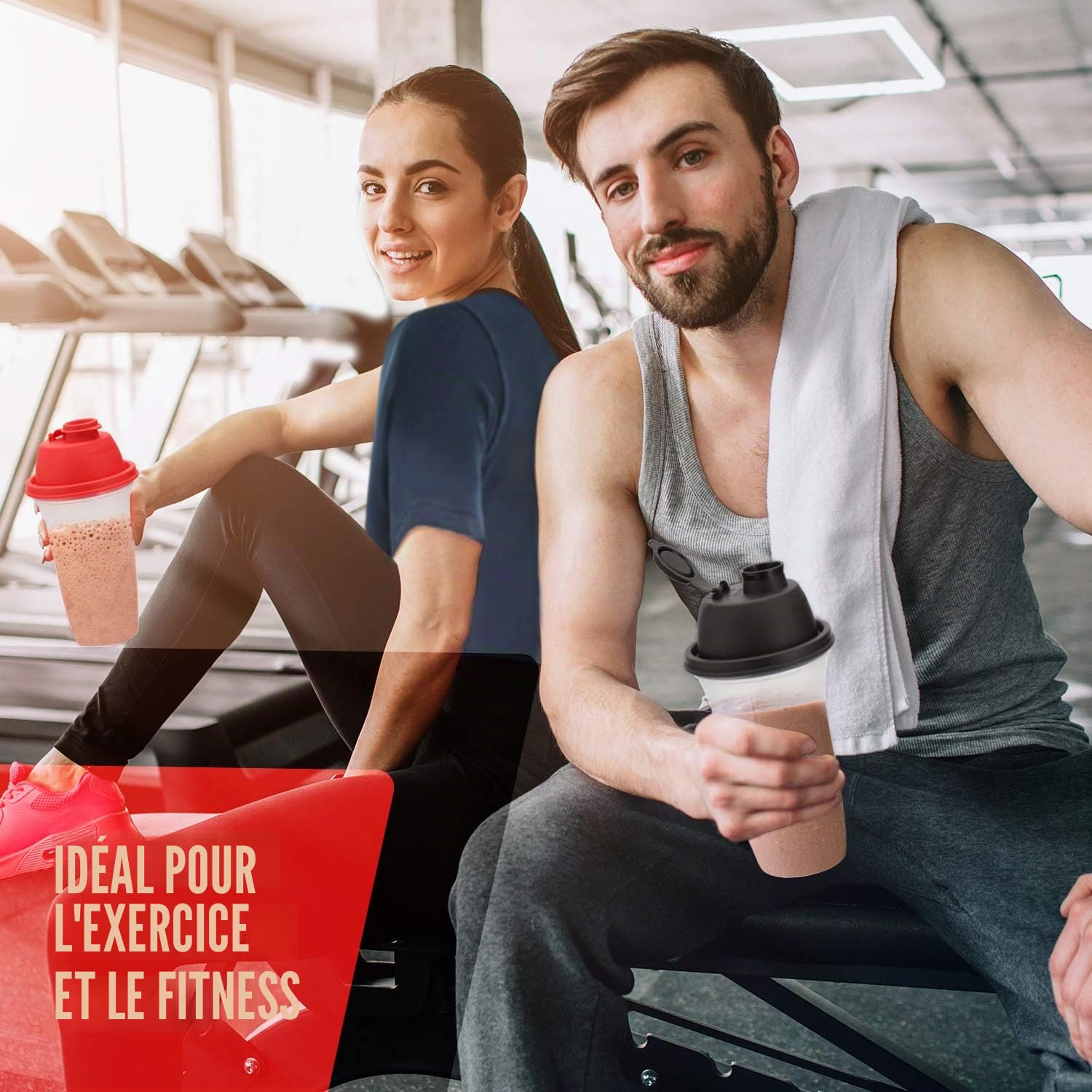 SIGNORA WARE Shaker Protéiné de 500ml, Lot de 2, pour Boisson Protéinée, Compléments Alimentaires En Poudre, Protéines de Musculation, Vinaigrettes, Gourdes de Sport Sans BPA