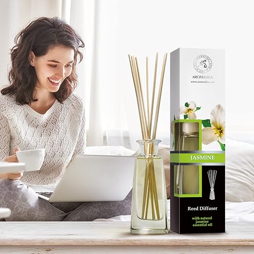Miniatura 6 de Difusor de varillas de jazmín con aceite esencial de jazmín natural, juego de 2 x 3.4 onzas líquidas (3.4 fl oz), fragancia fresca y duradera,