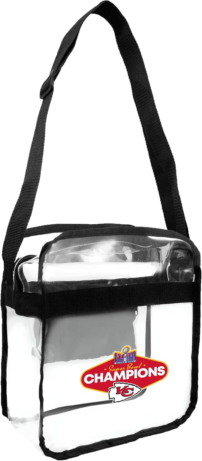 Littlearth NFL Kansas City Chiefs Stadium Friendly Clear Carryall Crossbody Bag with Team Logo, 12" x 12" x 6", Team Color